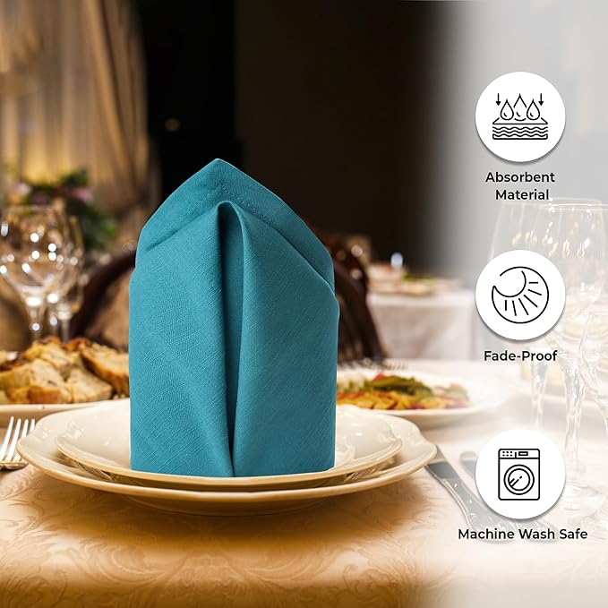 Urban Villa Christmas Dinner Napkins 20’’x20’’ Over Sized Set of 12 Turquise - Image 2