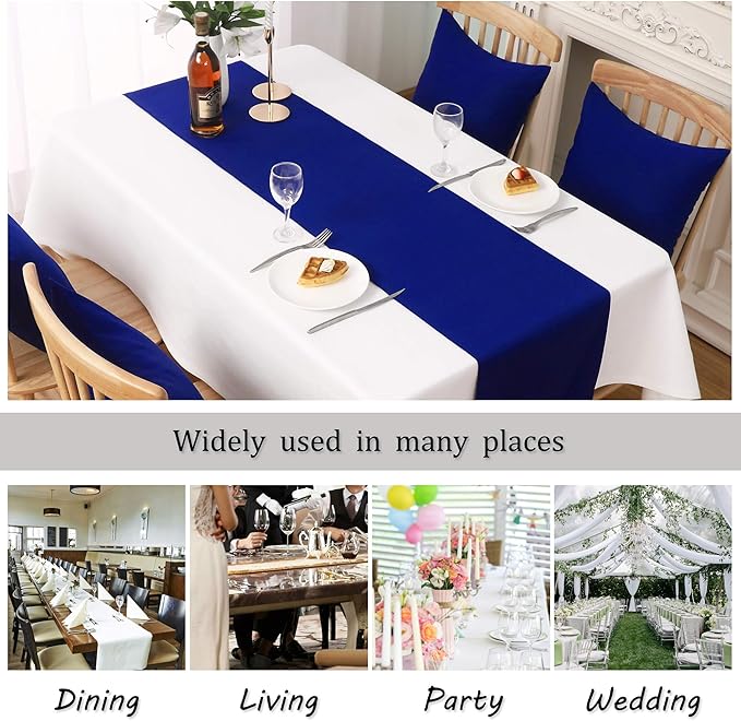 DUALIFE Royal Blue Table Runner 72 Inch Long Coublt Blue Color Handcrafted - Image 7