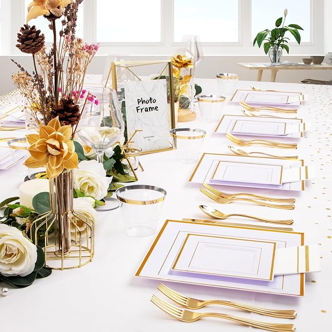 Festiva 176Pcs Gold Plates Disposable - Image 8
