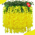 24 Pack Yellow Wisteria Hanging Flowers, 3.4 Ft Fake Hanging Flowers, by ZEBMOON