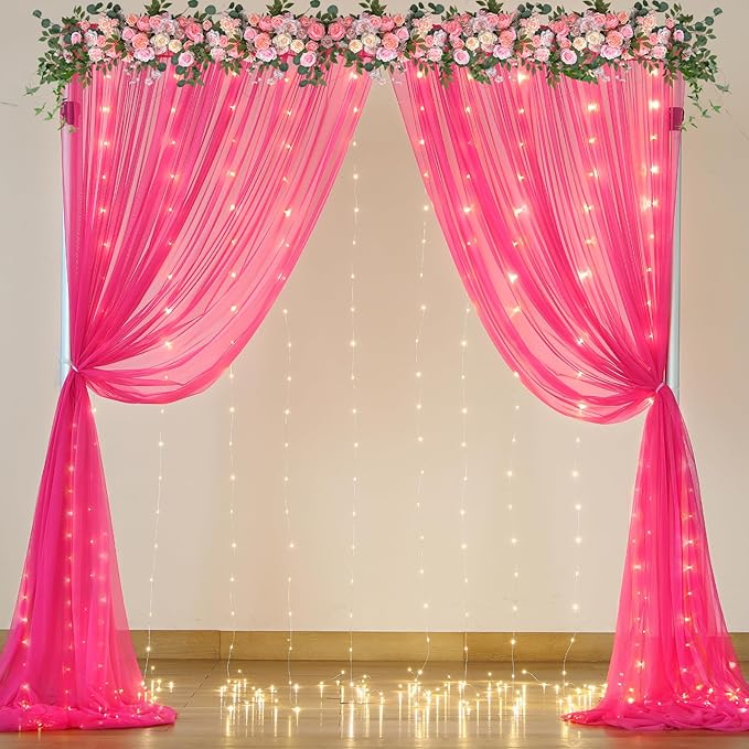 Hot Pink Tulle Backdrop Curtain - Image 4