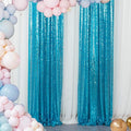 ShinyBeauty Sparkle Backdrop Curtain Aqua 2 Panels Set Sequin Photo Backdrop by ShinyBeauty
