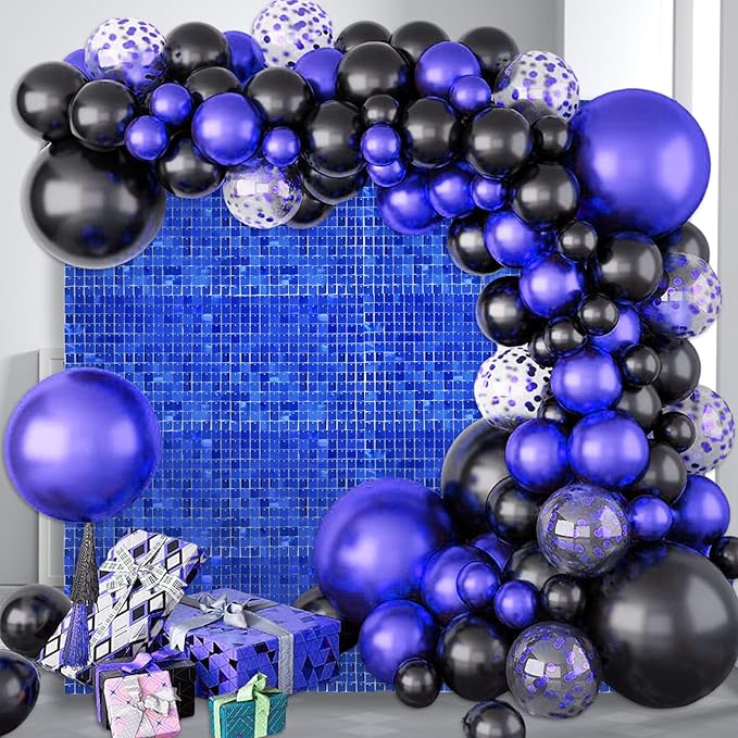 24PCS Blue Shimmer Wall Backdrop, Square Sequin Backdrops Panel, Glitter Wall - Image 4