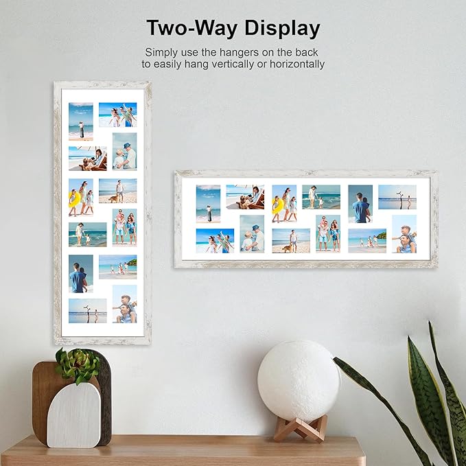 12x36 Picture Frame 2 Packs, Real Glass and Distressed White Wood Frame - Image 3