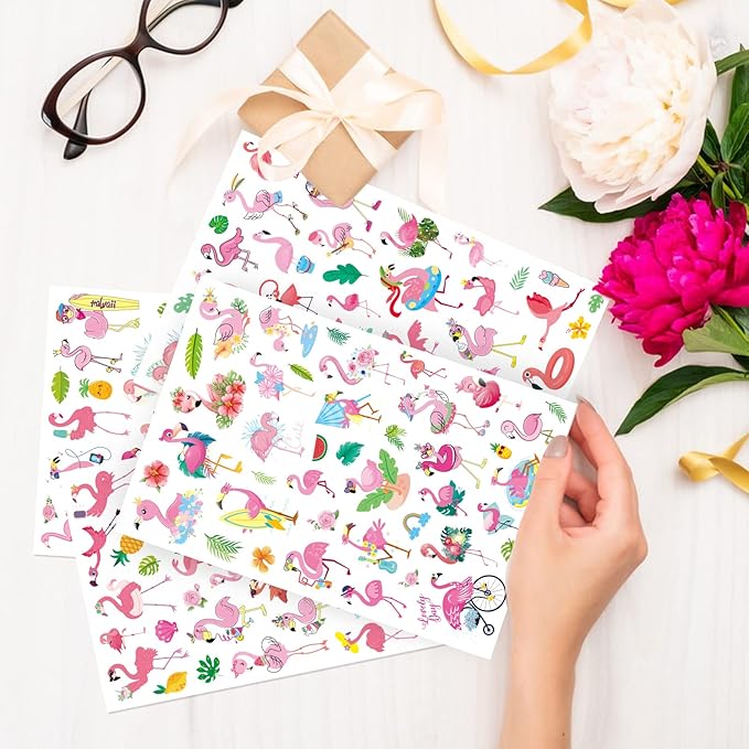 Flamingo Tropical Bird Stickers 840 Count Tropical Pink Bird Animal Stickers - Image 5