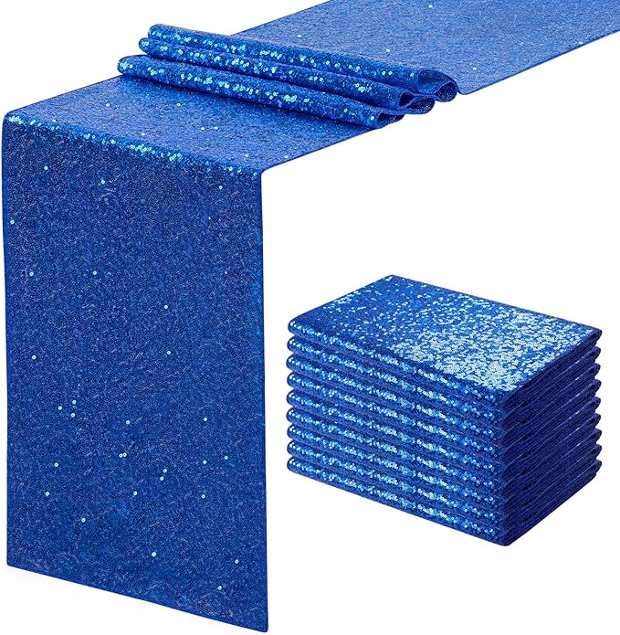 Royal Blue Sequin Table Runners 10 Pcs 12x72 Glitter Sparkly Table Runner by SoarDream