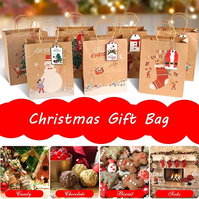 LYLIN 12Pcs Kraft Christmas Gift Bags - Image 7