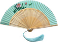 FANSOF.FANS Premium Floral Silk Fabric Border Handheld Folding Fan by FANSOFFANS