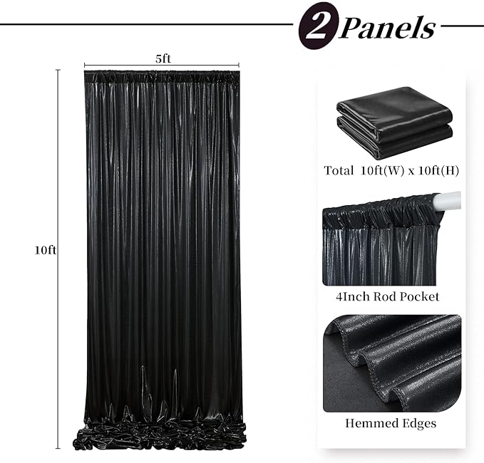 10ftx10ft Black Sequin Backdrop Curtain - Image 5