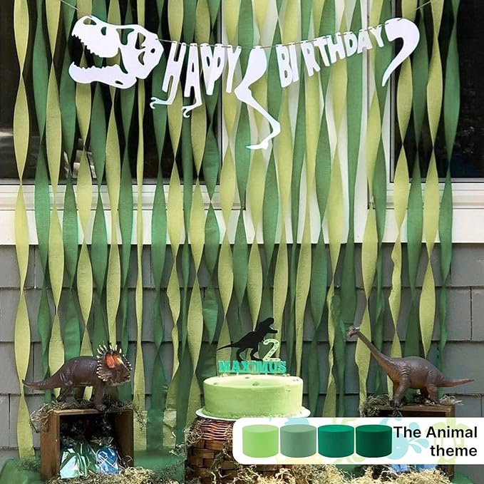 PartyWoo Crepe Paper Streamers 4 Rolls 328ft, Pack of Sage Green Crepe Paper - Image 2