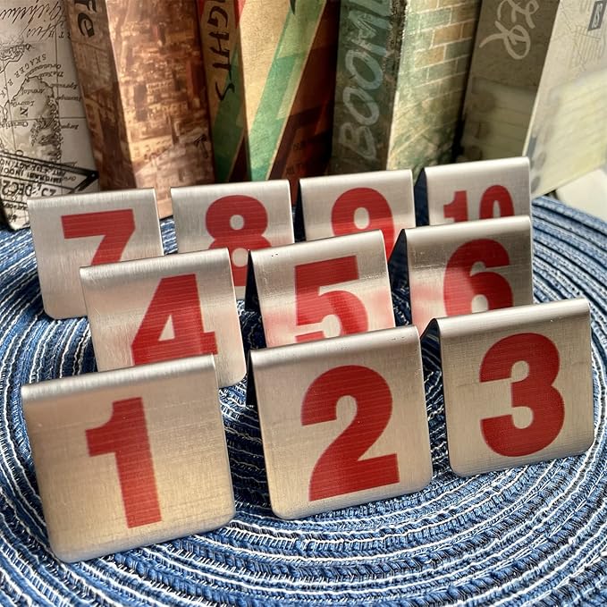 10 Pcs Metal Place Cards Stackable Tent Style Table Numbers，Place Card Holders - Image 3