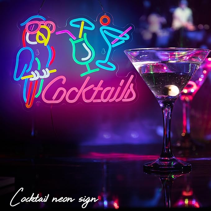 Parrot Cocktail Neon Sign for Wall Decor Bar LED Light Beer Wine Alcohol Man - Image 6