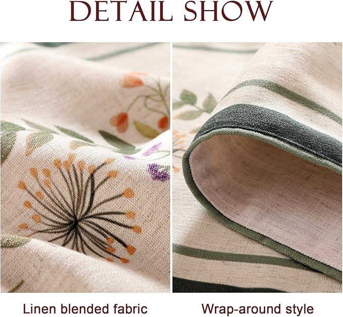 Linen Cheesecloth Table Runner, French Farmhouse Shabby Chic Floral Pattern 71 - Image 5