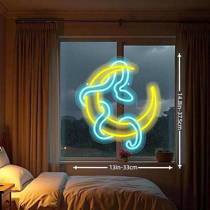 Snake on Moon Neon Sign, Animal Neon Sign, Neon sign Art Bedroom, Snake wall - Image 3