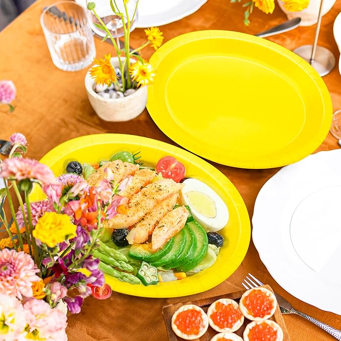 50 Pcs Party Decorations, 12.2'' X 10.2'' Oval Large Paper Plates, Heavy Duty - Image 5