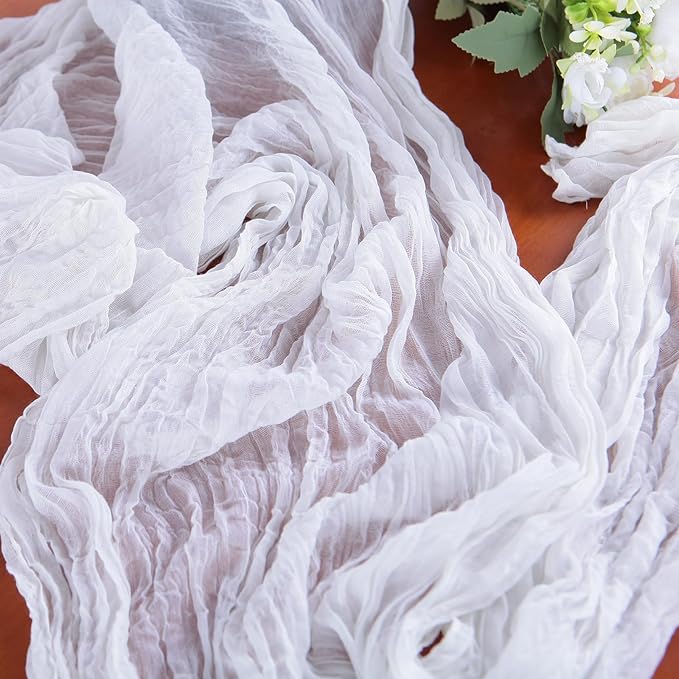 16PCS White Cheesecloth Table Runner 10FT 35x120Inch Boho Gauze Cloth Long - Image 7
