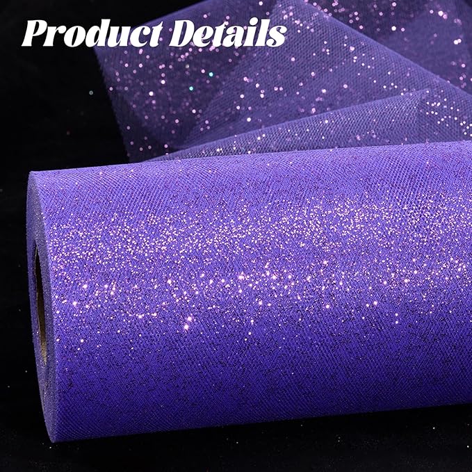 Glitter Tulle Rolls 6” by 50 Yards Sparkle Tulle Fabric Ribbon Sequin Tulle - Image 5