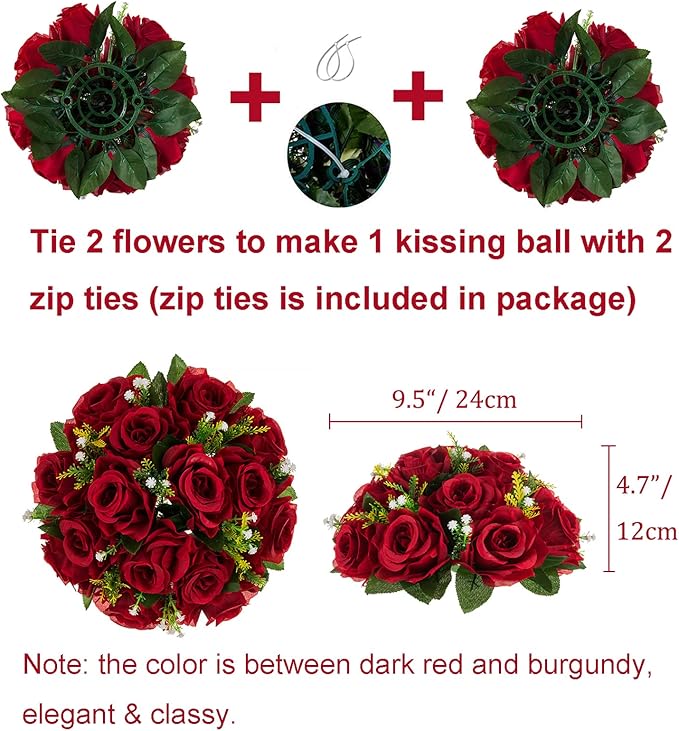 BLOSMON Flower Centerpieces for Tables Wedding: 10 Pcs Crimson Red Artificial - Image 4