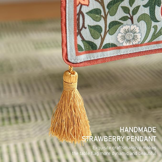 ISAENNE Designer French Green Elegant Linen Table Runner 118 Inches Extra Long - Image 6