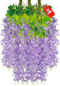 12 Pack Light Purple Wisteria Hanging Flowers, 3.44 Ft Fake Hanging Flowers by ZEBMOON