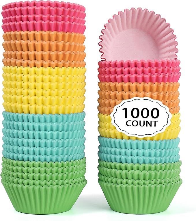 1.4 inch 1000-Count Mini Cupcake Liners Bright Colorful Muffin Baking Cups by CHENZEM