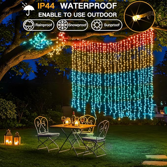 suddus Curtain Lights, 300 Led 9.8 * 9.8ft Sunset Curtain Fairy Lights - Image 7