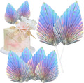 Gyufise 6Pcs Paper Palm Fan Cake Toppers Palm Spear Leaves Fan Cupcake Toppers by Gyufise