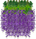 24 Pack Purple Wisteria Hanging Flowers Garland, 3.77 Feet Artificial Flower by Luerbi