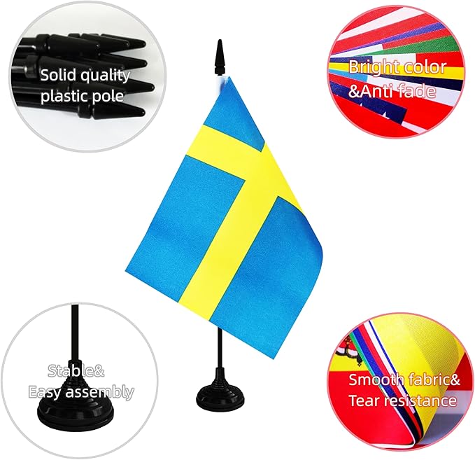 Sweden Desk Flag, 12 Pack Swedish Table Office Flag - Image 3