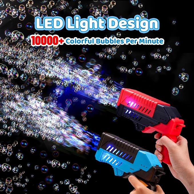 SHCKE Bubble Gun for Kids 2 Packs, Bubble Machine for Kids, 8 Holes Bubble - Image 4