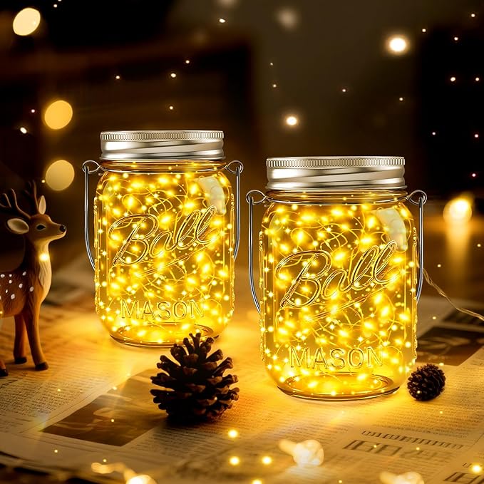 ZNYCYE Mason Jar Solar Lights for Outside, 6 Pack 30 LED Fairy Lights Mason Jar - Image 8