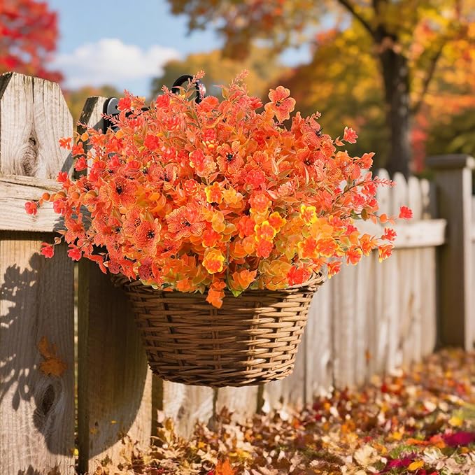 AmyHomie 16 Bundles Mix Orange Artificial Fall Flowers - Image 5