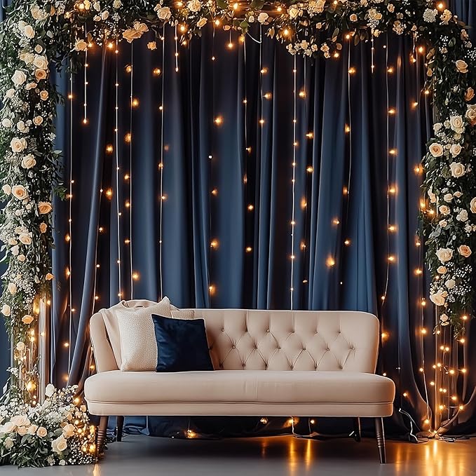 30ftx14FT Wrinkle Free Navy Blue Backdrop Curtain, 6 Panels 14FT Height Navy - Image 4