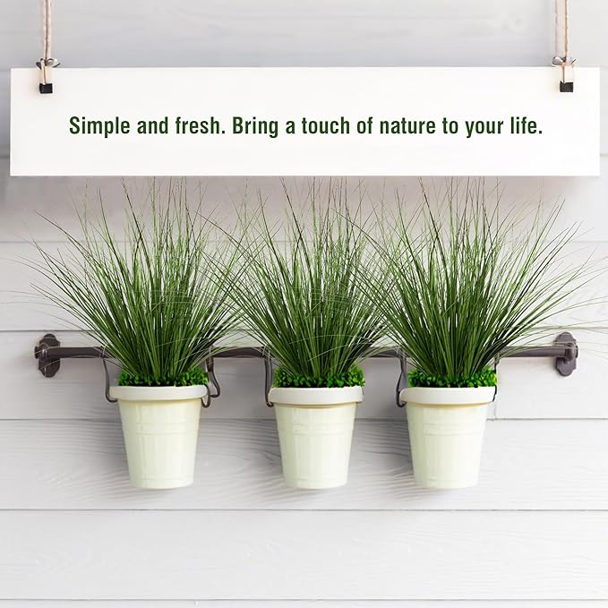 8PCS 17.3" Fake Plants Artificial Wheat Grass Greenery Plastic Plants Fake - Image 4