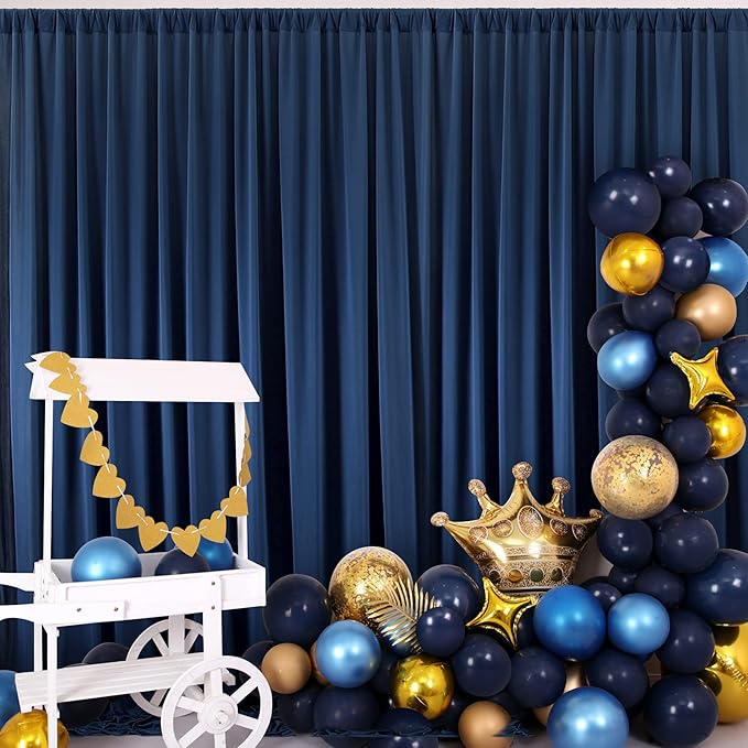 20 ft x 8 ft Navy Blue Backdrop Curtain Panels, 4 Panels 5 ft x 8 ft Wrinkle - Image 8
