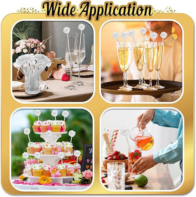100 Pcs Silver Glitter Drink Stirrers Cocktails Plastic Swizzle Sticks 7.5 Inch - Image 5