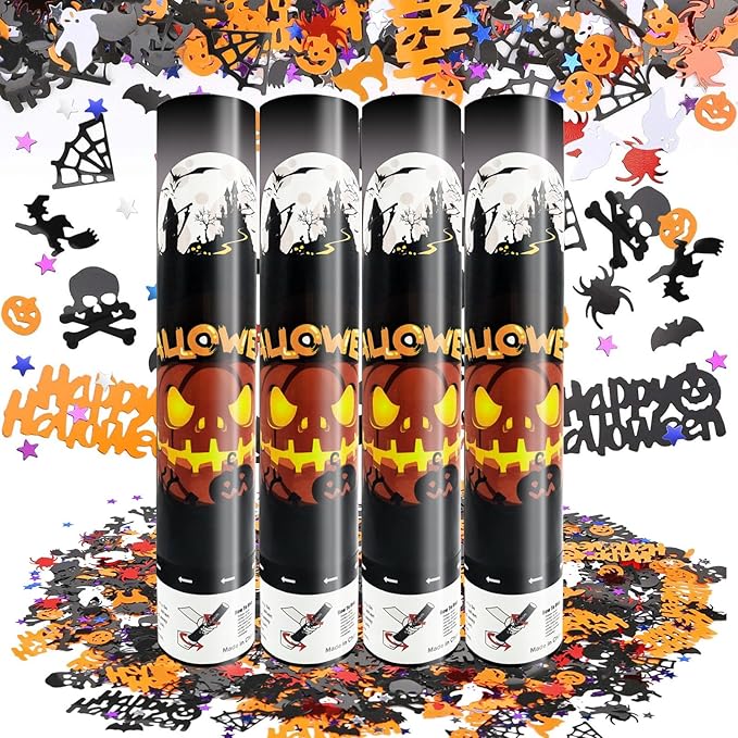 4 Pack Halloween Confetti Poppers, 12 Inch Confetti Cannon Party Poppers by Zankubom