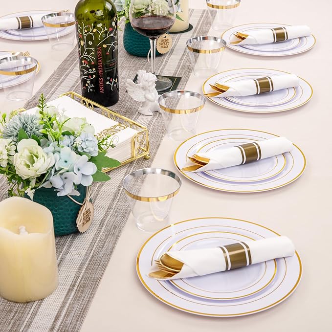 350Piece Gold Dinnerware Set for 50 Guests - Image 3
