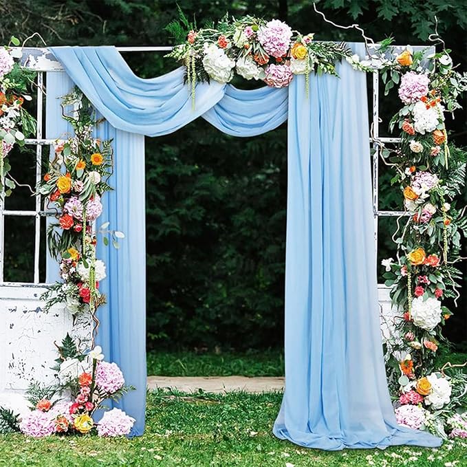 Wedding Arch Drapes Fabric 4 Panels 20Ft Length x 28" Width Baby Blue Arch - Image 2