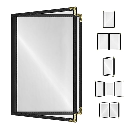 Goodsmart Restaurant Menu Covers – 25 Pack Black 4-View, Side-Loading Menu by ACISuperPower