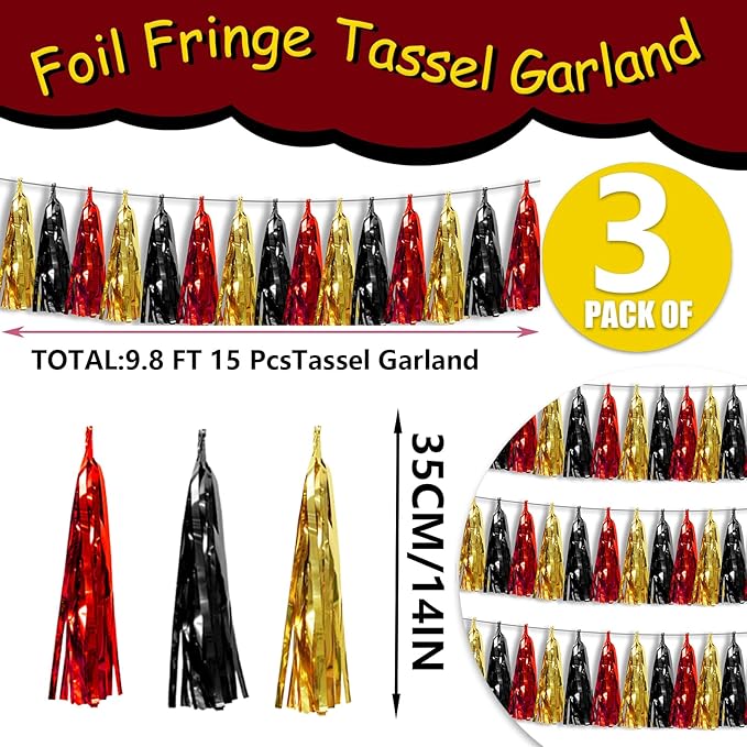 3P Metallic Fringe Banner Garland Foil Tinsel Streamer Wall Hanging Curtain - Image 2
