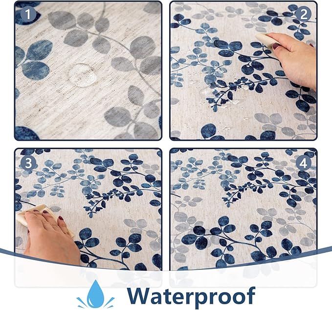 MYSKY HOME Floral Print Rectangle Tablecloth Waterproof Rectangular Table Cloth - Image 2