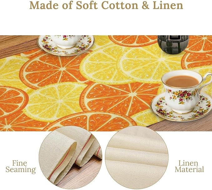 Orange Lemon Table Runner Spring Summer Orange Lemon Slices Botanical Fruit - Image 5