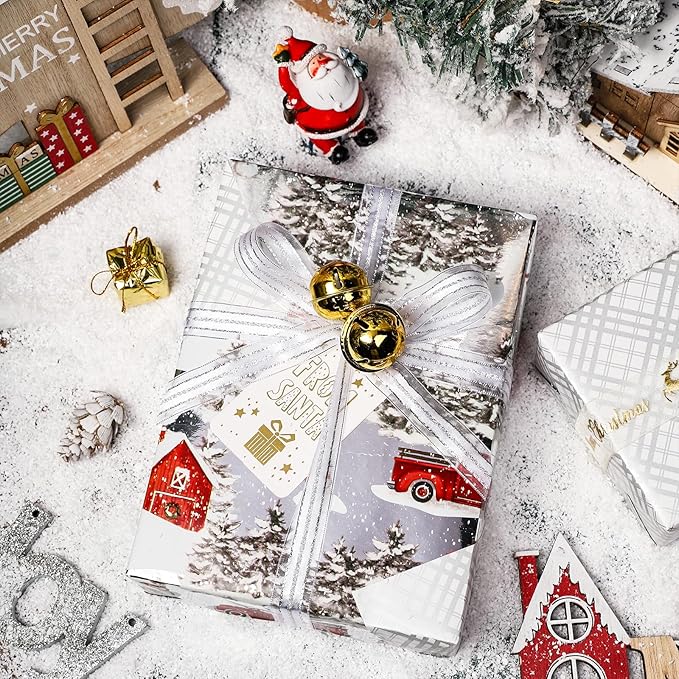 LeZakaa Christmas Silver Wrapping Paper Mini Roll - Image 4
