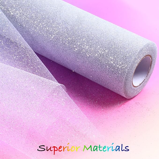 Sparkling Tulle Rolls, 15” by 30 Yards Glitter Tulle Spool Ribbon Fabric - Image 4