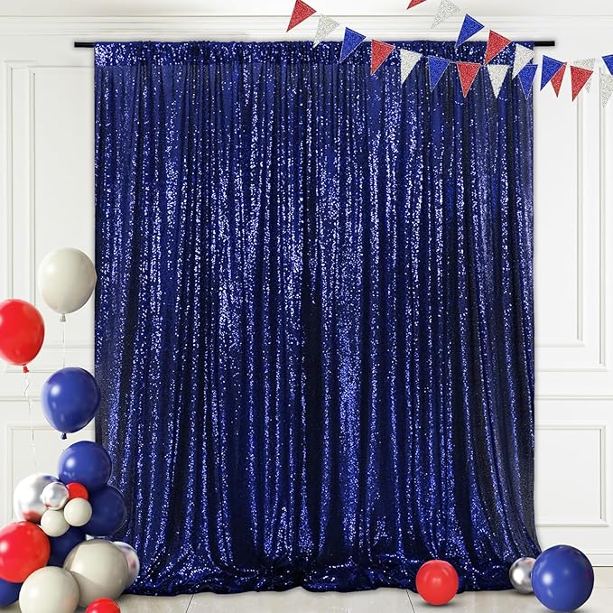Eternal Beauty Navy Blue Sequin Backdrop, 4x7 Ft Glitter Background Curtains by EternalBeauty