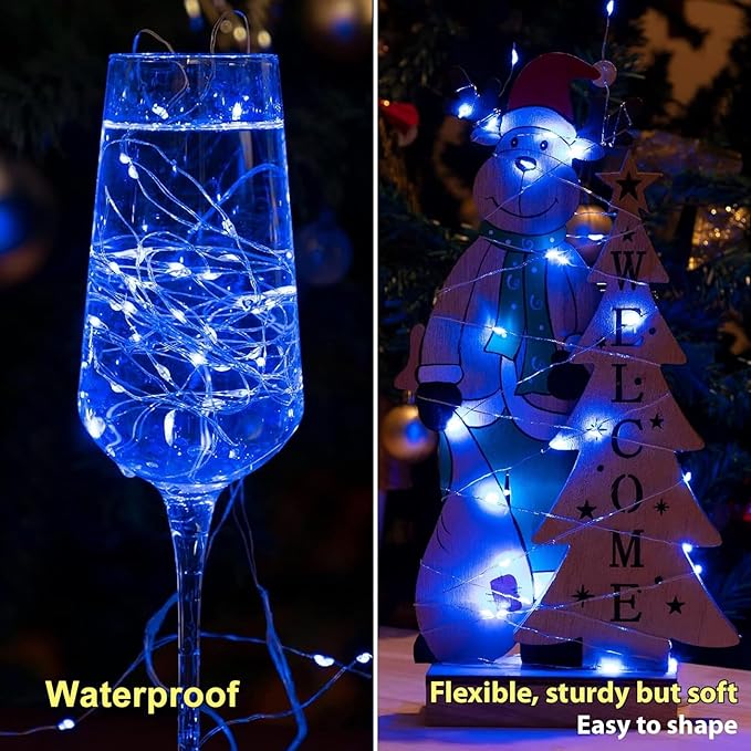 HXWEIYE 6 Pack Blue Fairy Lights Battery Operated, 7ft 20LED Mini Mason Jar - Image 3