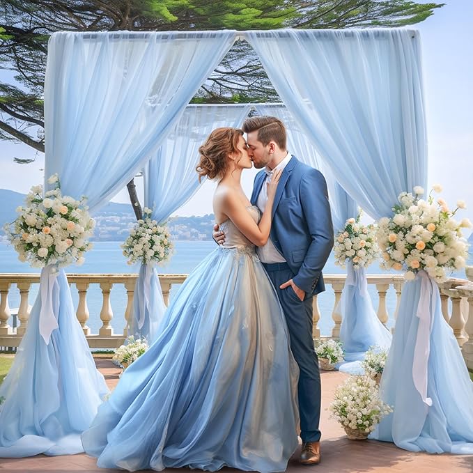 10x10 Blue Tulle Backdrop Curtains - Image 7