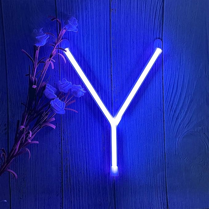 LED Blue Neon Letter Signs Night Light Battery or USB Operated LED Marquee by ProfessionalinNeonLights