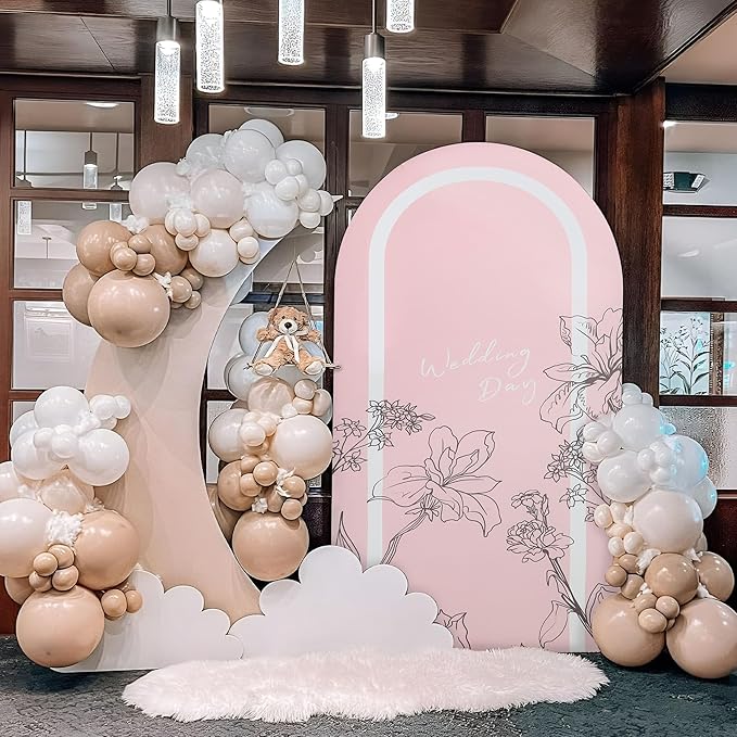 Wedding Arch Cover 7.2FT 6.6FT 6FT Spandex Arch Backdrop Cover Stretchy Backdrop - Image 2